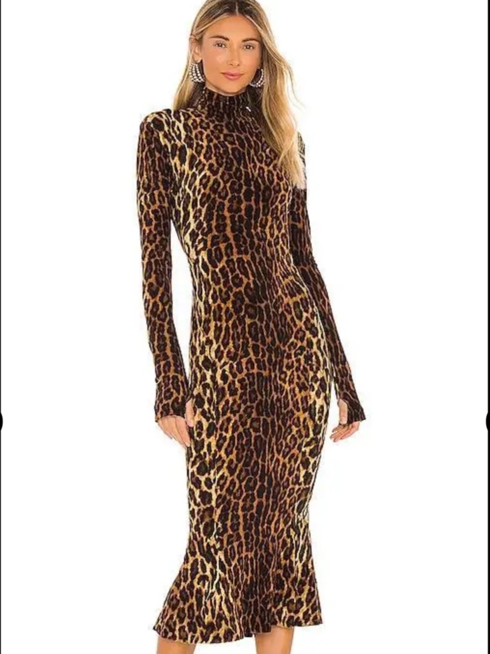 Norma Kamali Leopard-Print Long-Sleeve Midi Dress - Brown/Black - Picture 6 of 16